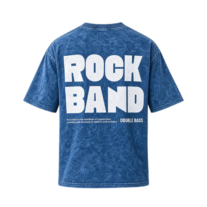 Rock Band Oversized Acid Wash T-Shirt for Men