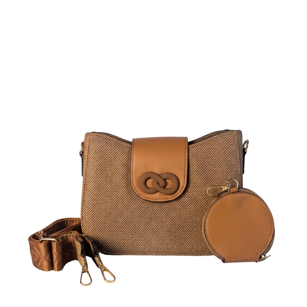 Infinity Textured PU Leather Half Moon Crossbody Bag