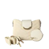 Aurelia Gold-Trim Woven Half Moon Crossbody Bag