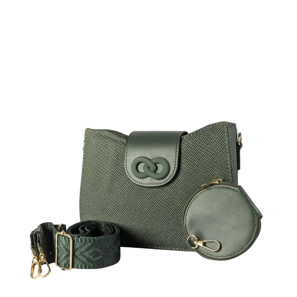 Infinity Textured PU Leather Half Moon Crossbody Bag