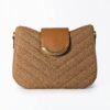 Aurelia Gold-Trim Woven Half Moon Crossbody Bag