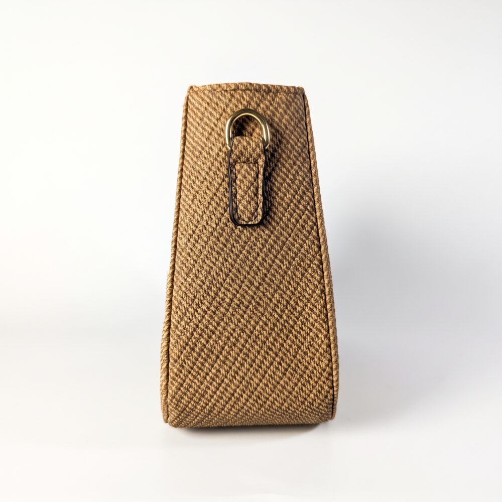 Aurelia Gold-Trim Woven Half Moon Crossbody Bag