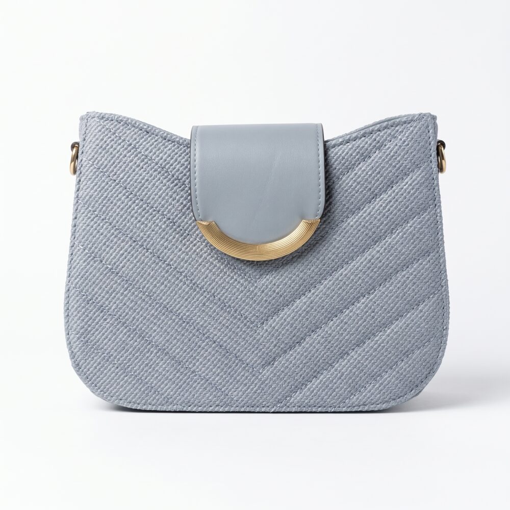 Aurelia Gold-Trim Woven Half Moon Crossbody Bag