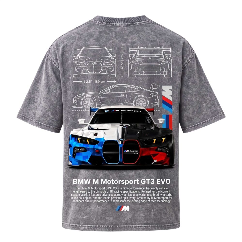 BMW Series - "GT3 EVO" Oversized Acid Wash T-Shirt for Men