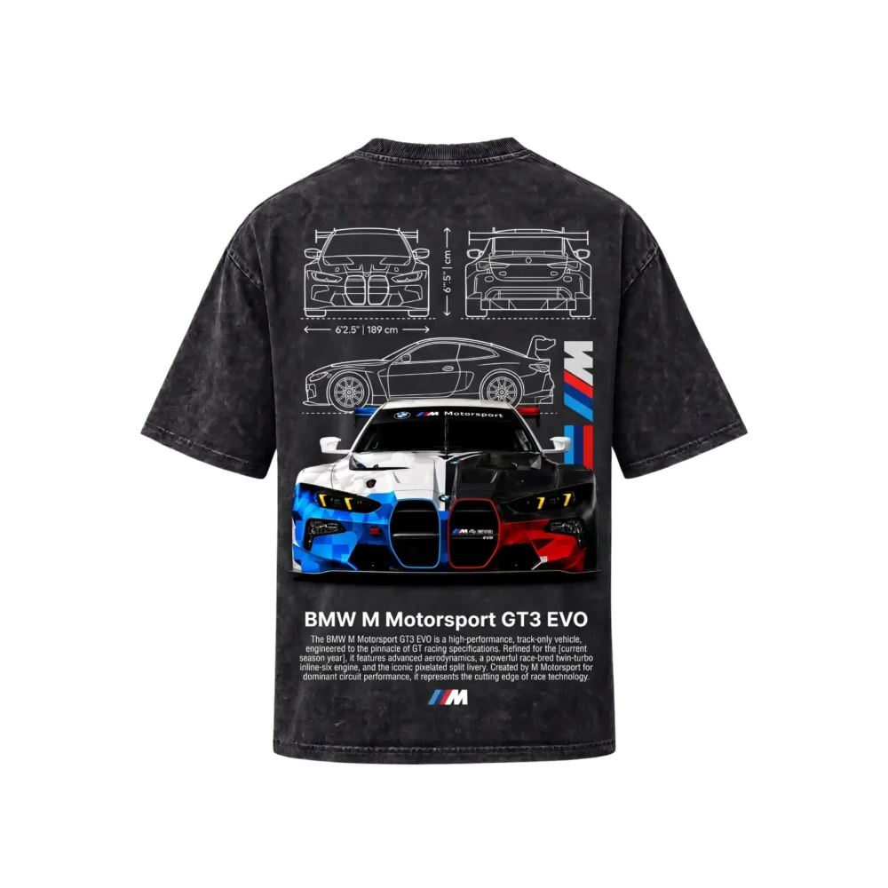 BMW Series - "GT3 EVO" Oversized Acid Wash T-Shirt for Men
