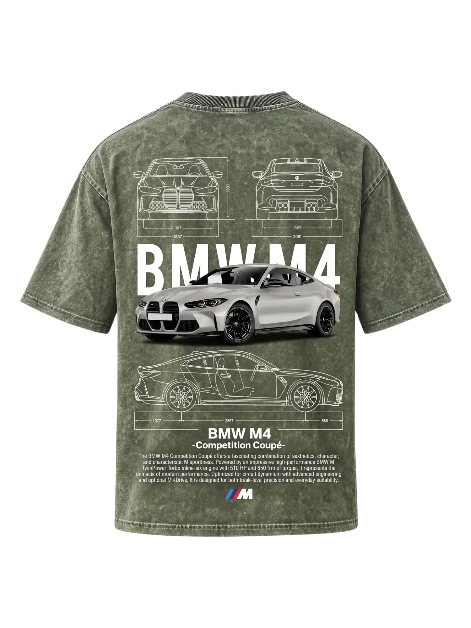 BMW Series - "M4 Coupe" Oversized Acid Wash T-Shirt for Men