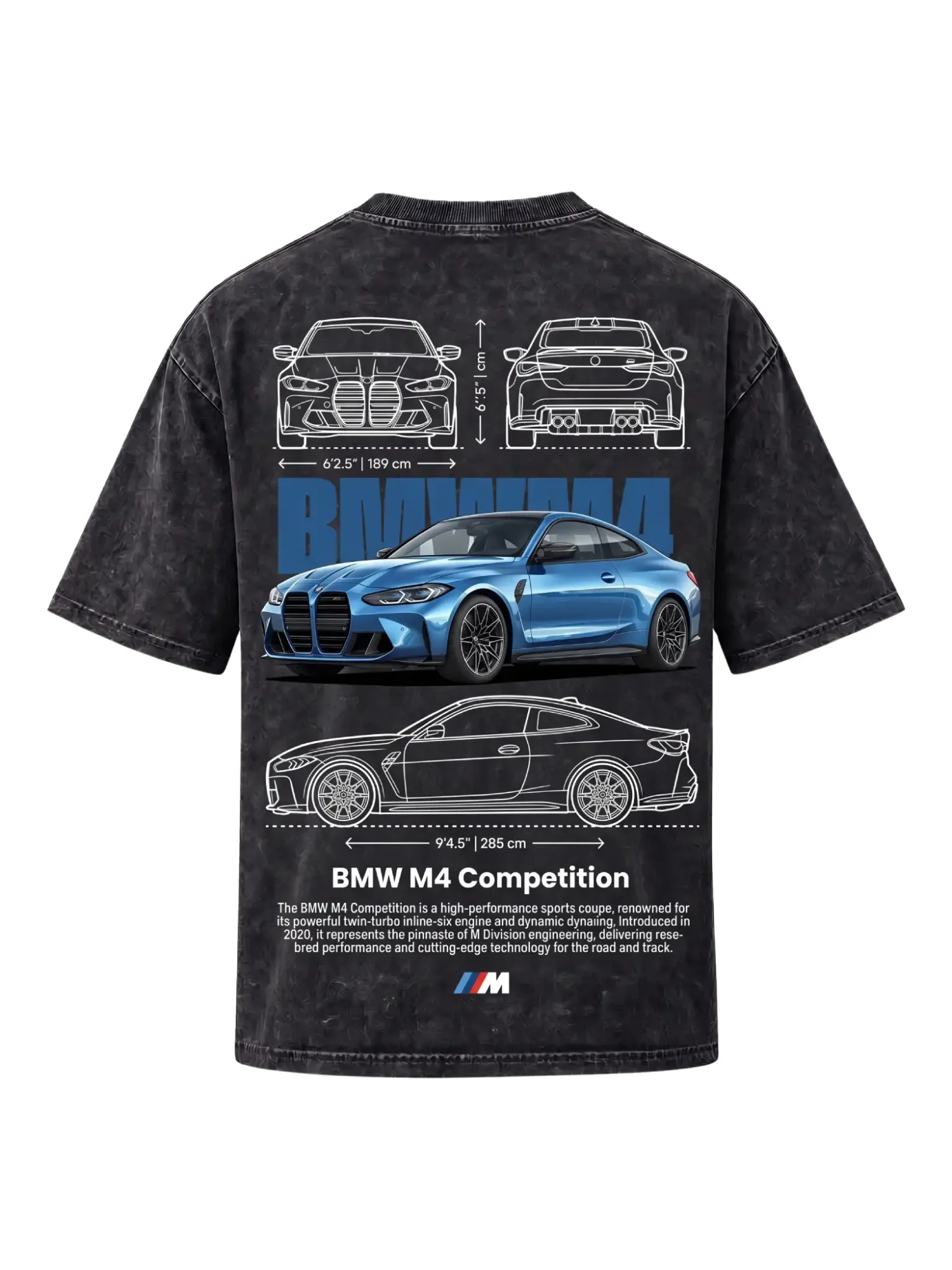BMW Series - "BMW M4" Oversized Acid Wash T-Shirt for Men