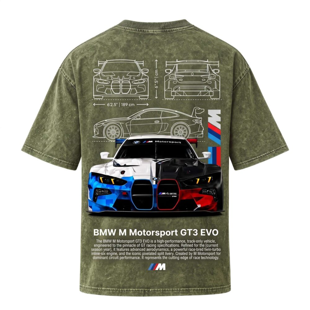 BMW Series - "GT3 EVO" Oversized Acid Wash T-Shirt for Men