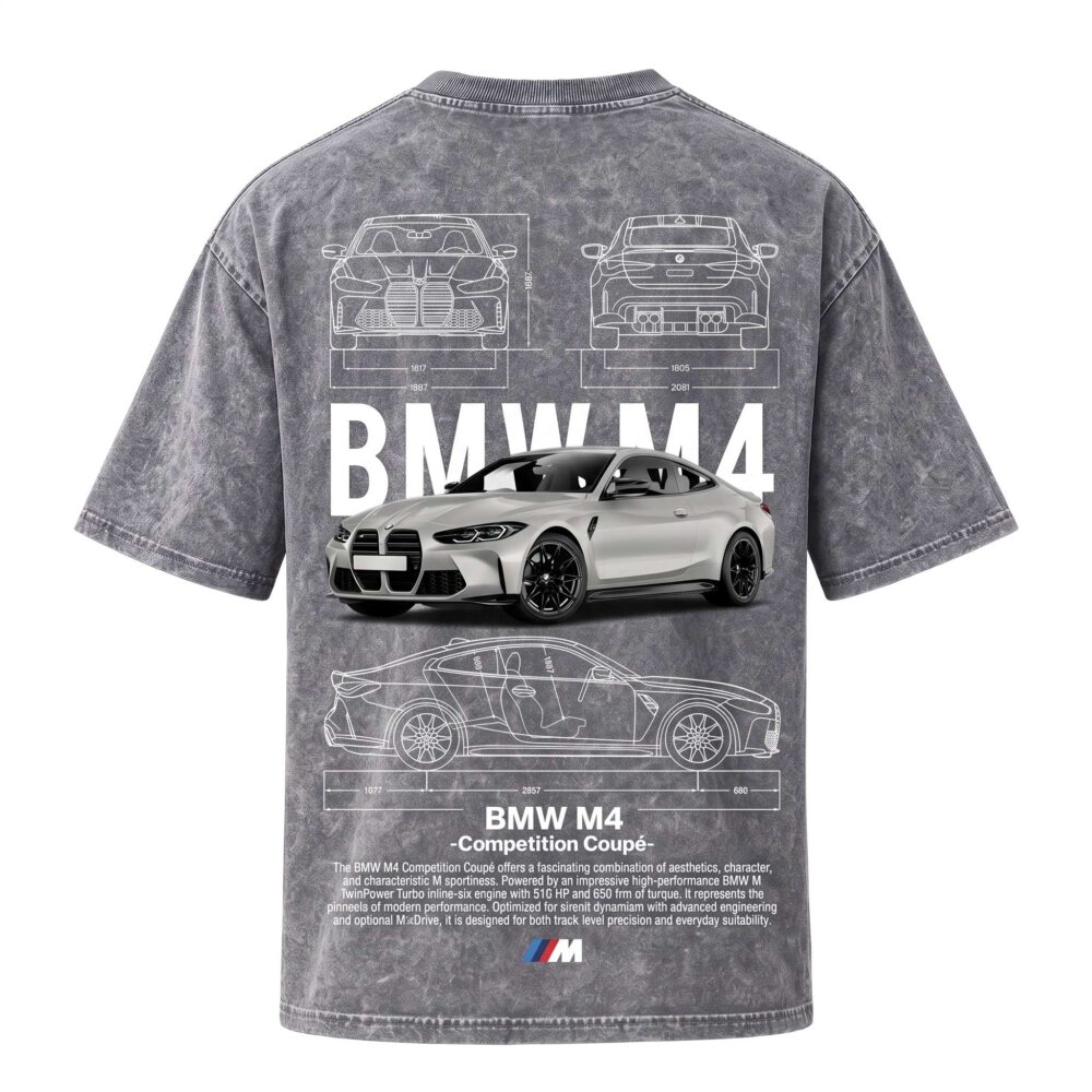 BMW Series - "M4 Coupe" Oversized Acid Wash T-Shirt for Men