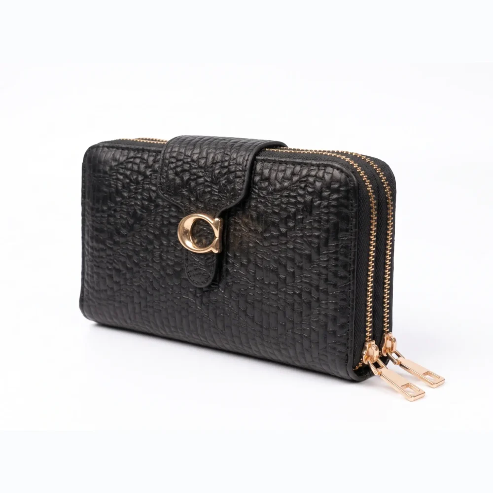 Celeste Dual Zip Textured PU Leather Ladies Wallet