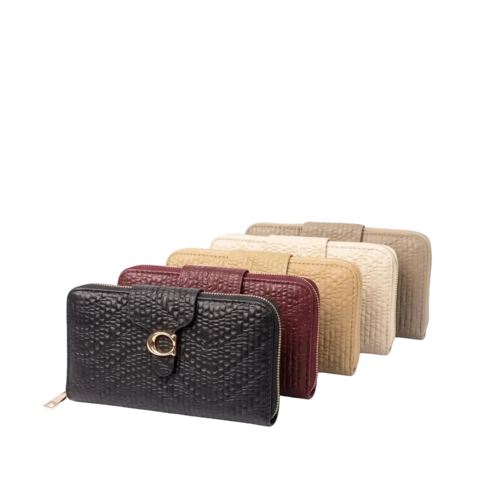 Celeste Dual Zip Textured PU Leather Ladies Wallet