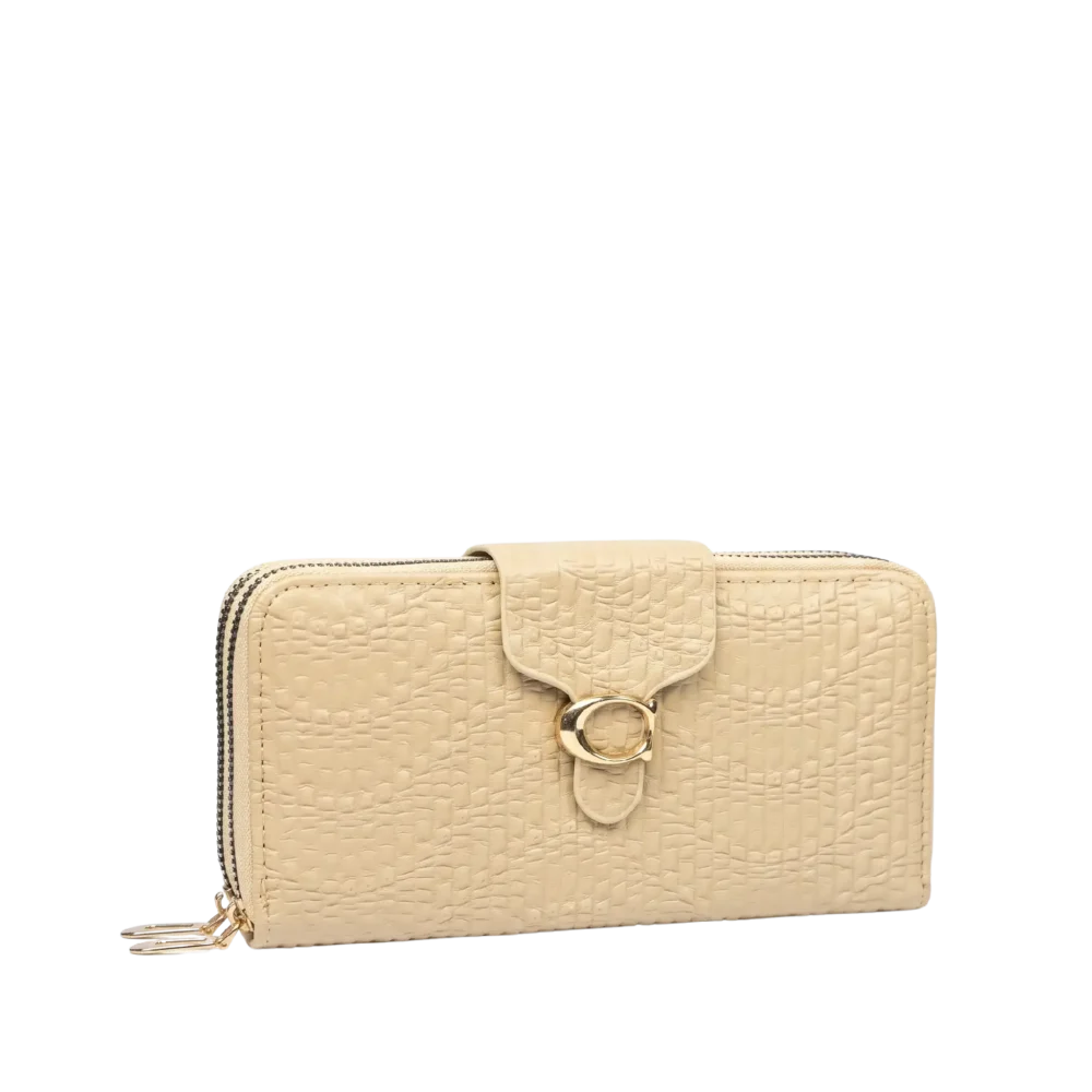 Celeste Dual Zip Textured PU Leather Ladies Wallet
