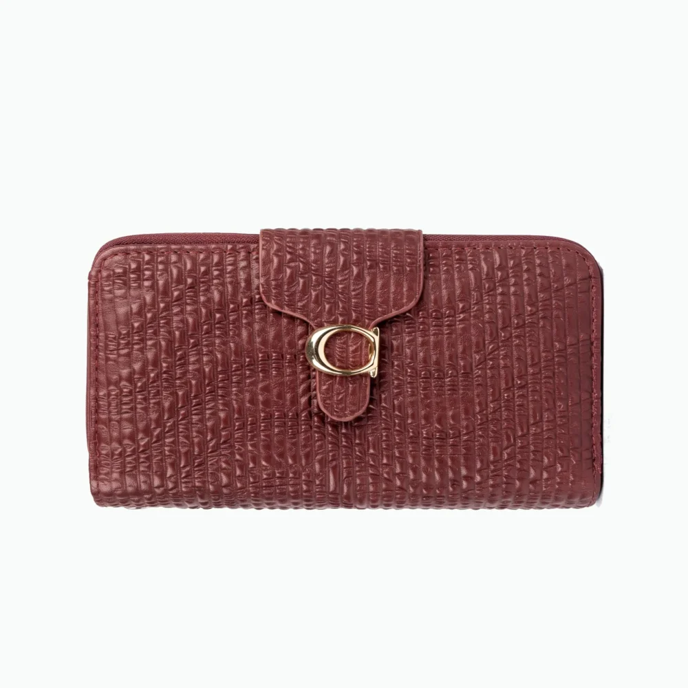 Celeste Dual Zip Textured PU Leather Ladies Wallet