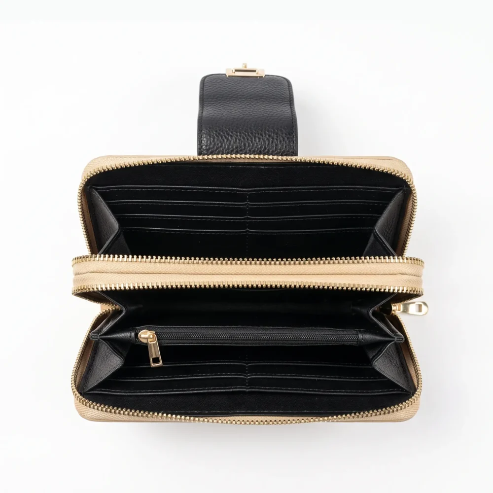 Celeste Dual Zip Textured PU Leather Ladies Wallet