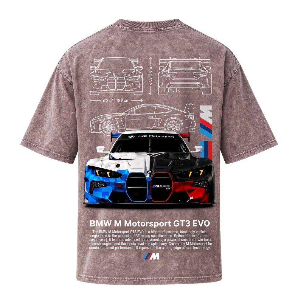 BMW Series - "GT3 EVO" Oversized Acid Wash T-Shirt for Men