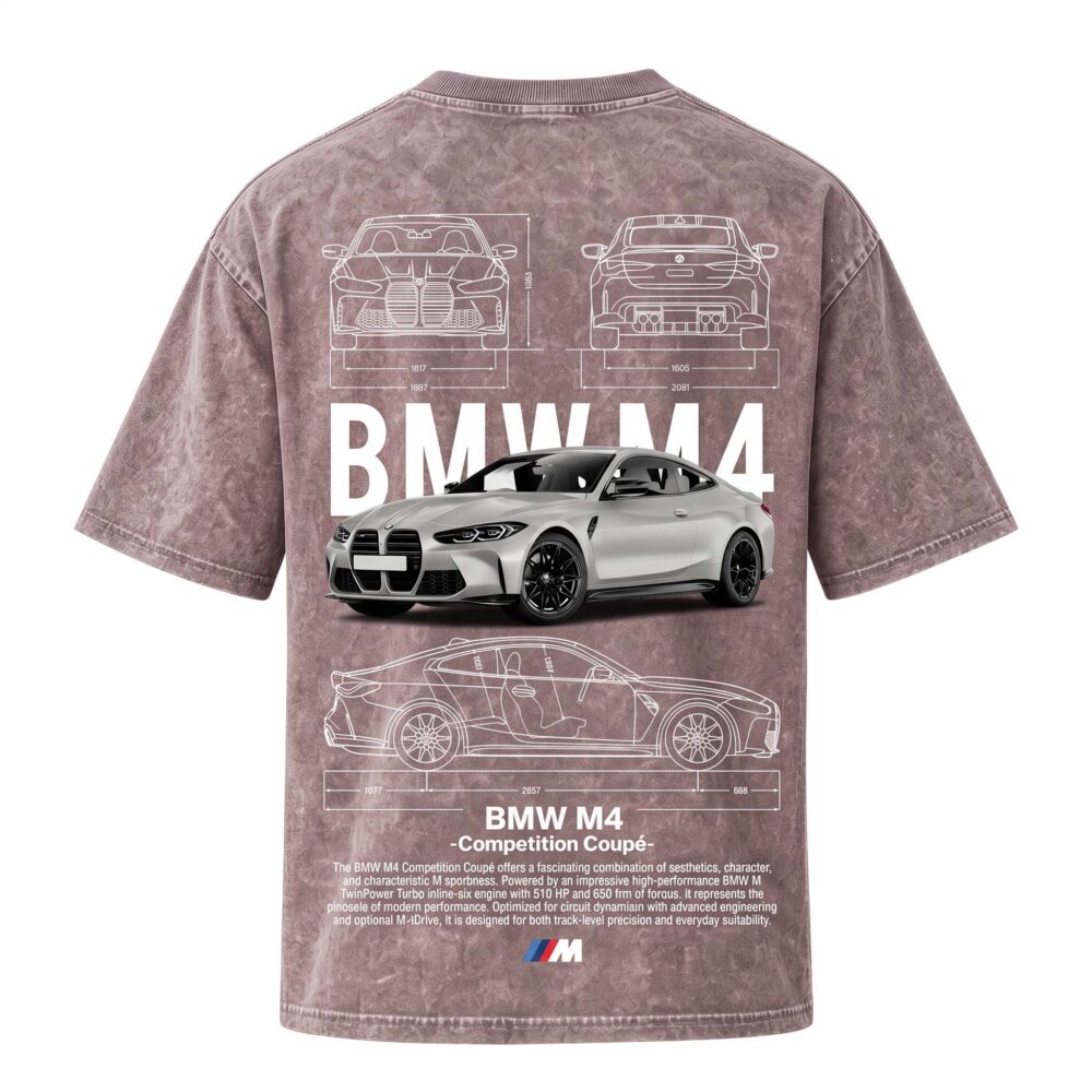 BMW Series - "M4 Coupe" Oversized Acid Wash T-Shirt for Men