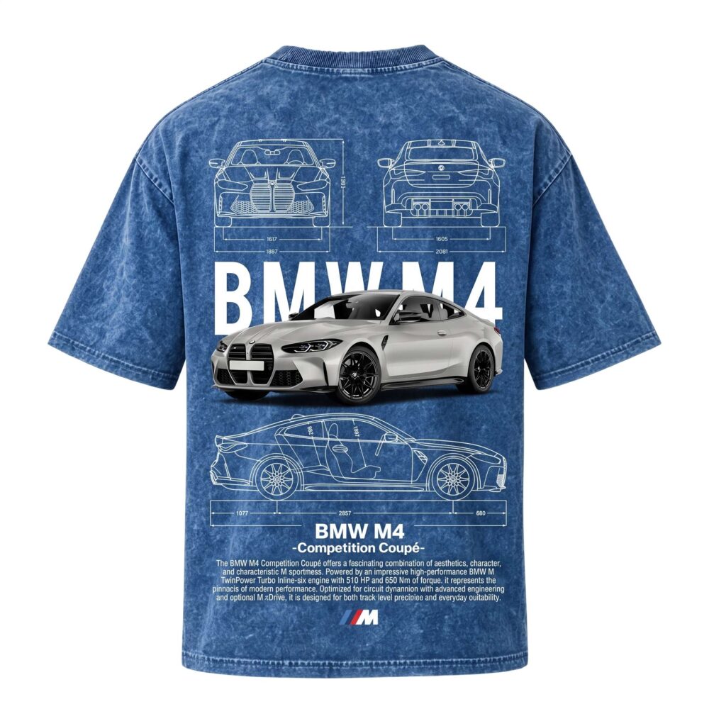 BMW Series - "M4 Coupe" Oversized Acid Wash T-Shirt for Men