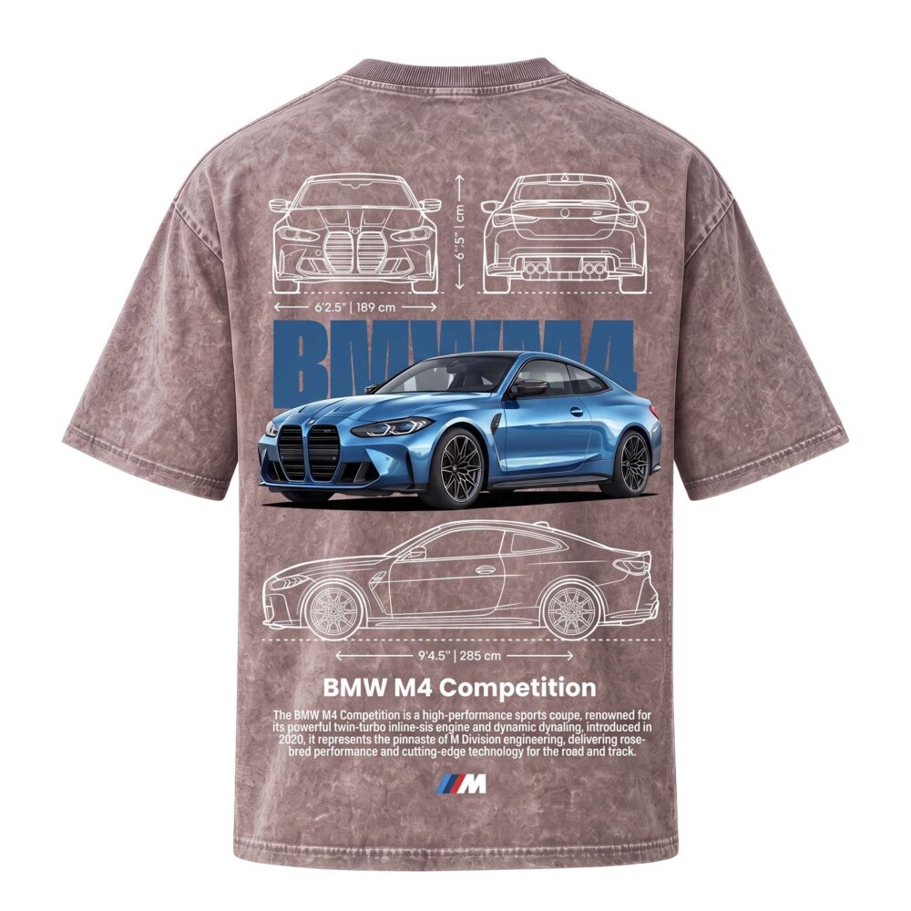 BMW Series - "BMW M4" Oversized Acid Wash T-Shirt for Men