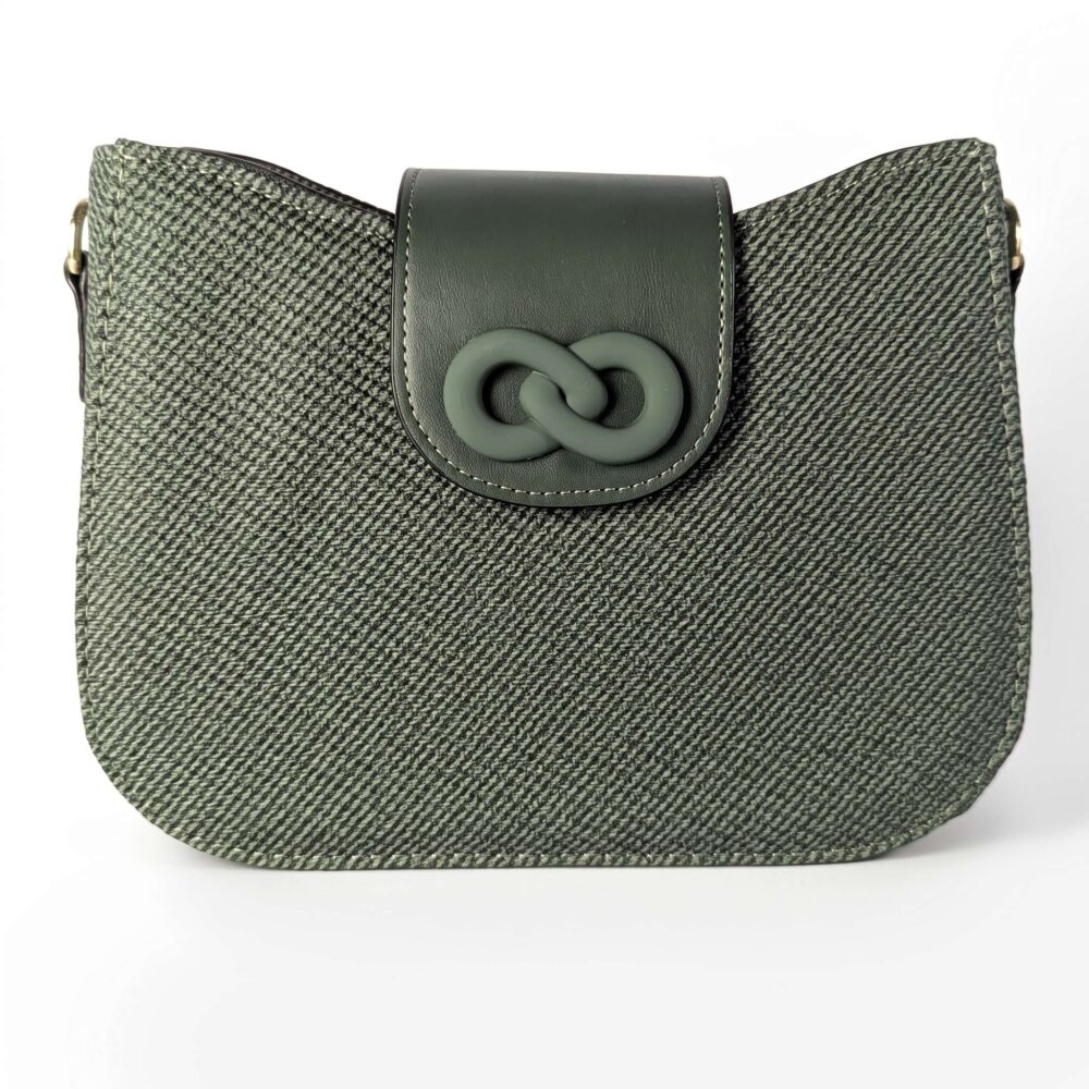 Infinity Textured PU Leather Half Moon Crossbody Bag
