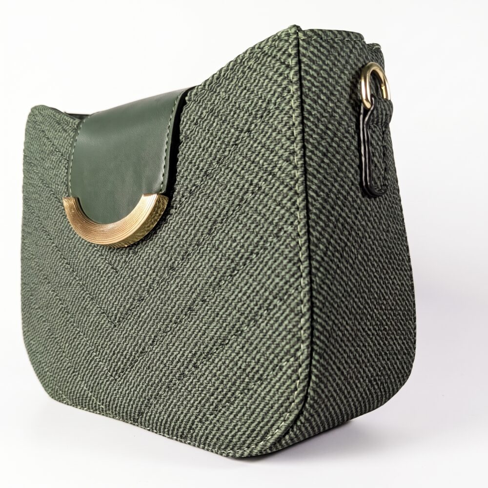 Aurelia Gold-Trim Woven Half Moon Crossbody Bag