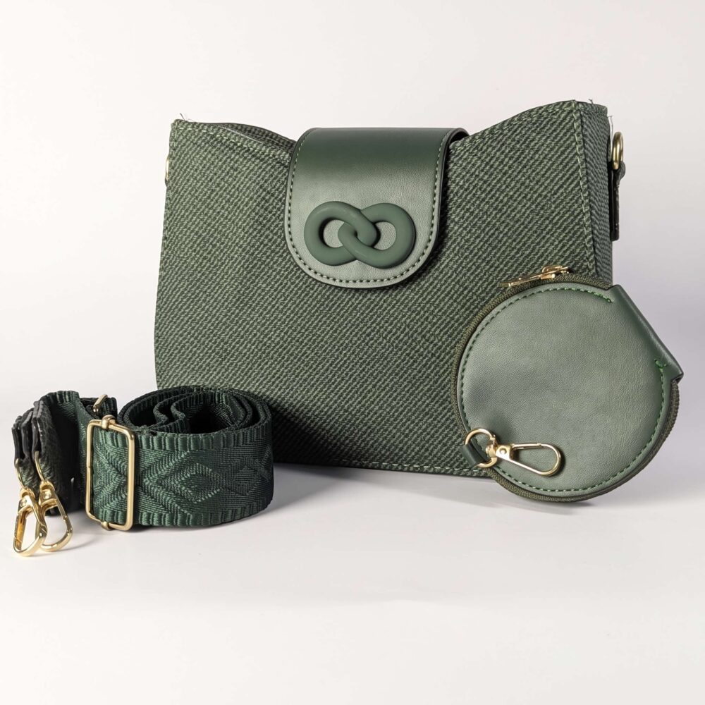 Infinity Textured PU Leather Half Moon Crossbody Bag