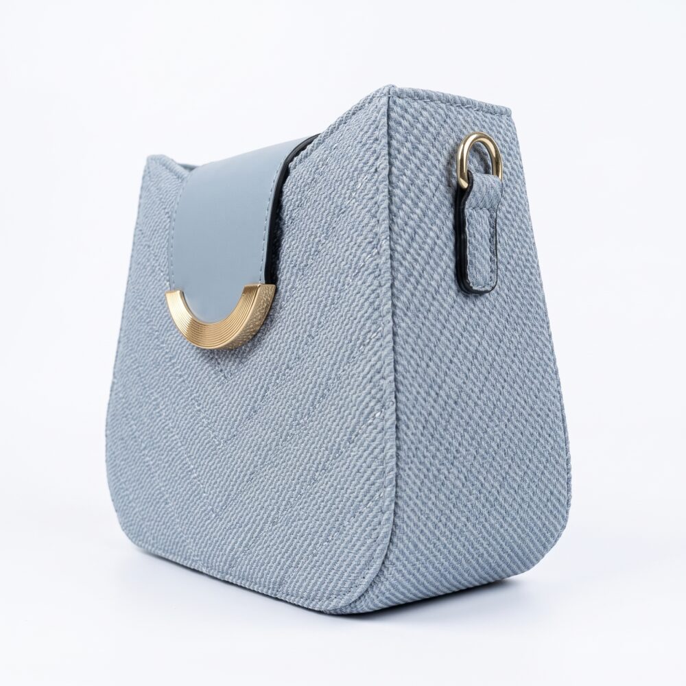 Aurelia Gold-Trim Woven Half Moon Crossbody Bag