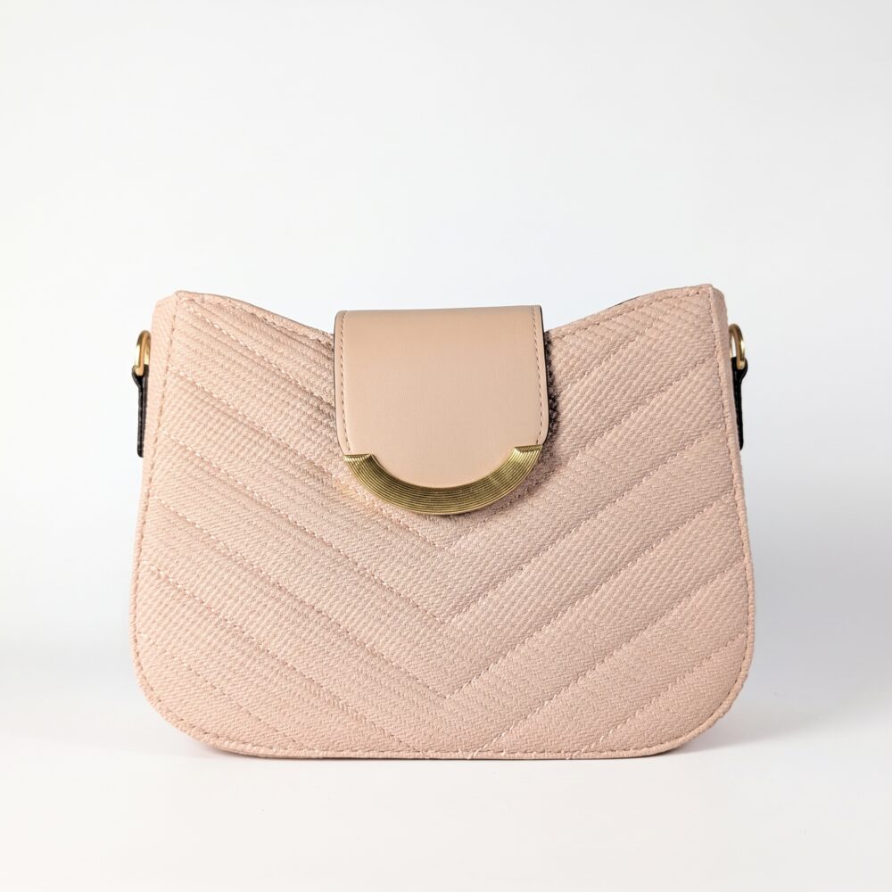 Aurelia Gold-Trim Woven Half Moon Crossbody Bag