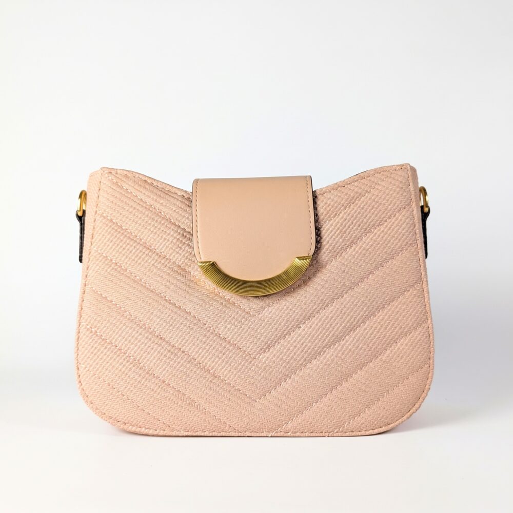 Aurelia Gold-Trim Woven Half Moon Crossbody Bag