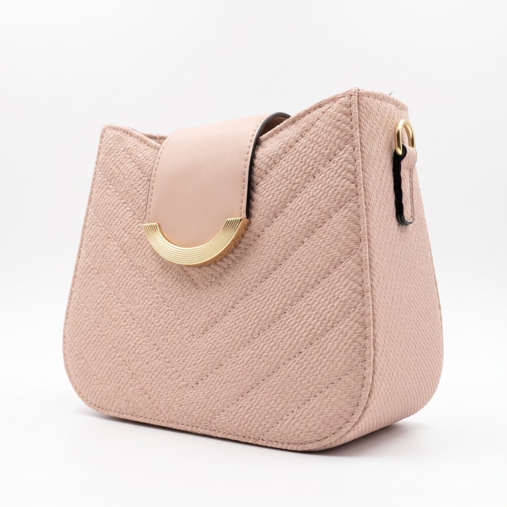 Aurelia Gold-Trim Woven Half Moon Crossbody Bag
