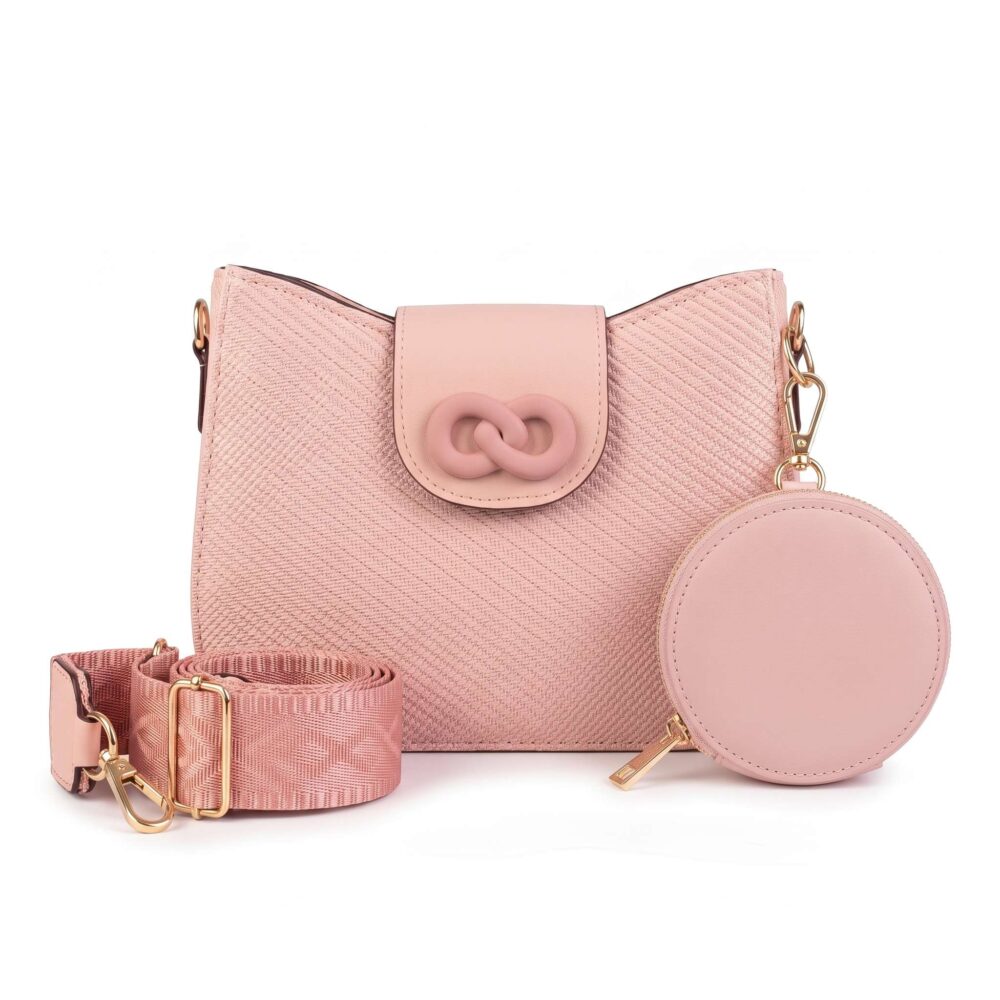 Infinity Textured PU Leather Half Moon Crossbody Bag