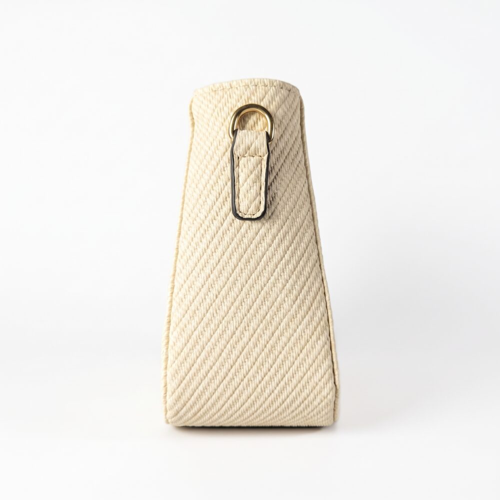 Aurelia Gold-Trim Woven Half Moon Crossbody Bag
