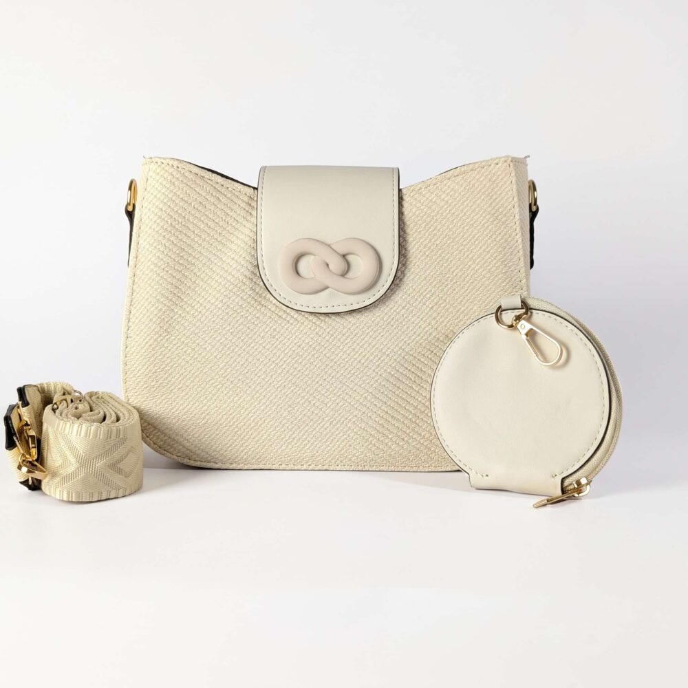 Infinity Textured PU Leather Half Moon Crossbody Bag